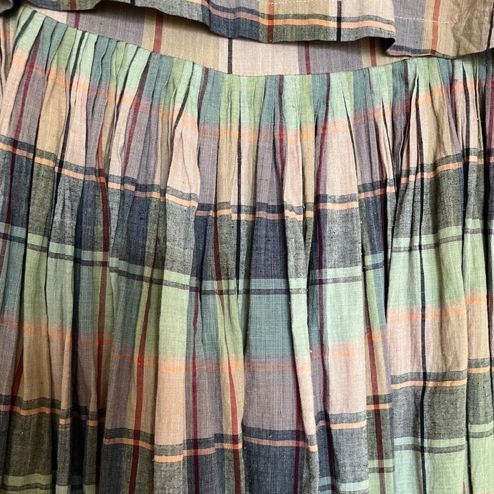 Vintage 80s Norma Kamali Rare 2 Piece Indian Cotton Madras Plaid Dress &… - Picture 14 of 16
